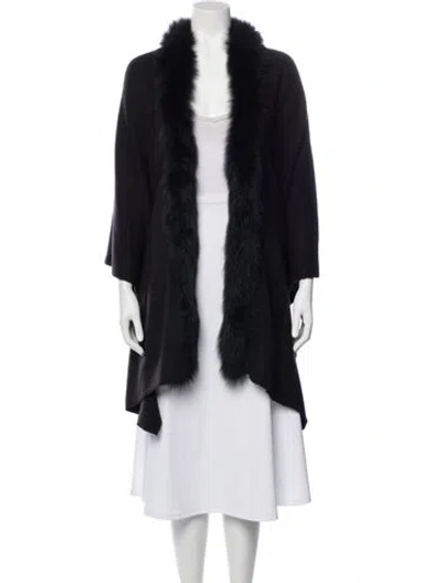 Pre-owned Adrienne Landau V-neck Sweater In Black