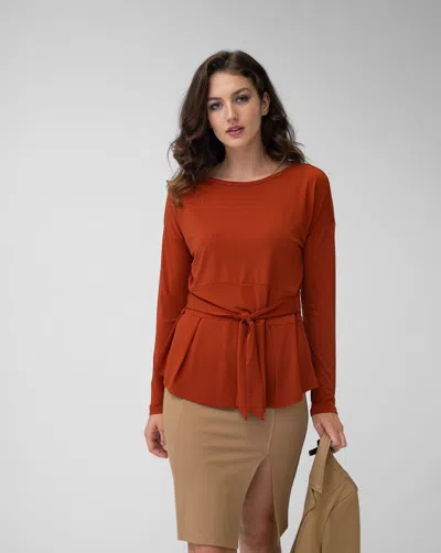Adrienne Landau Waist Tie Top In Brown