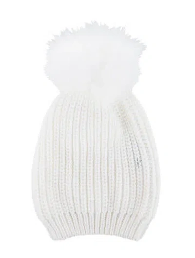 Pre-owned Adrienne Landau White Knit Beanie