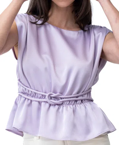 Adrienne Landau Women's Belted Peplum Top In Pastel Lilac