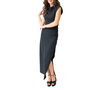 Adrienne Landau Women's Cowlneck Ruched Midi Dress In Black Iris