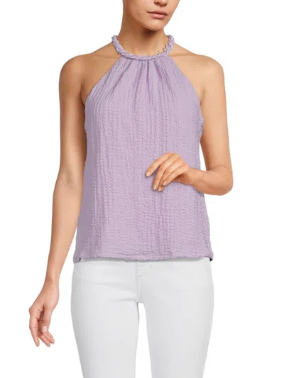 Adrienne Landau Women's Crinkle Braided Top In Purple