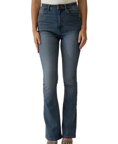 Adrienne Landau Women's High-rise Flare-leg Jeans In Med Blue