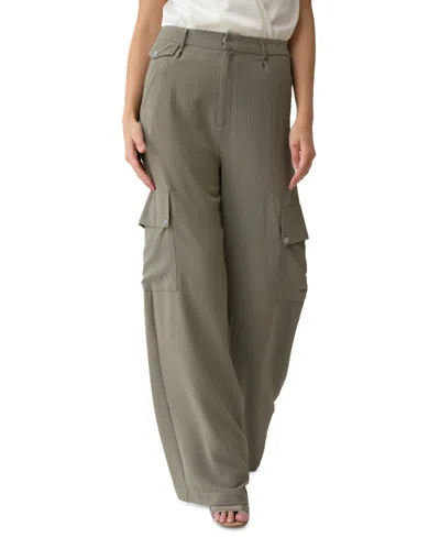 Adrienne Landau Women's Mid-rise Wide-leg Cargo Pants In Vetiver Dark Beige