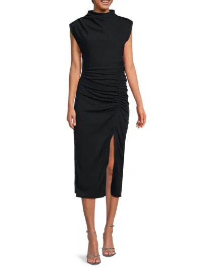 Adrienne Landau Women's Ruched Front Slit Sheath Dress In Black
