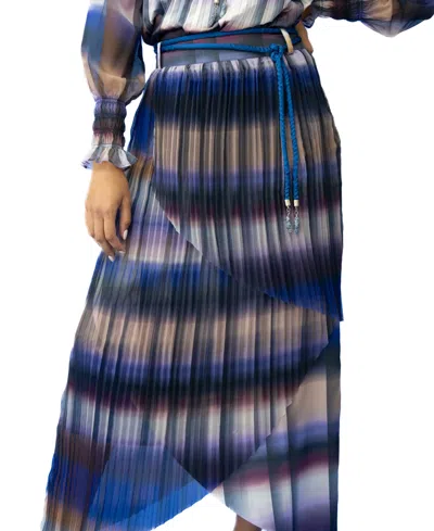 Adrienne Landau Women's Soleil Crossover Pleated Skirt In Mystic Ombre Brown