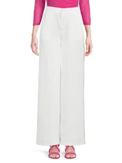 Adrienne Landau Women's Solid Wide Leg Pants In Snow White