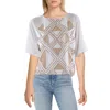 Adrienne Landau Womens Beaded Polyester Blouse