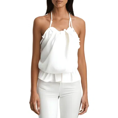 Adrienne Landau Womens Embellished Manmade Halter Top In White
