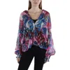 Adrienne Landau Womens Metallic Printed Button-down Top In Multi