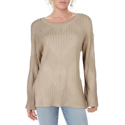 Adrienne Landau Womens Ribbed Cable Knit Pullover Sweater