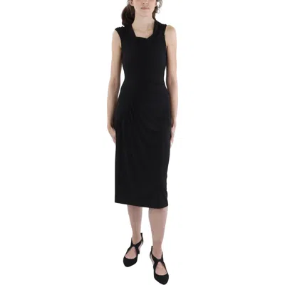 Adrienne Landau Womens Shirred Polyester Bodycon Dress In Black