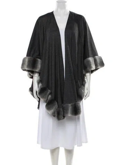 Pre-owned Adrienne Landau Wool Cape In Grey