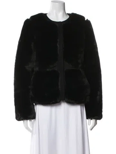 Pre-owned Adrienne Landau Wool Faux Fur Coat W/ Tags In Black