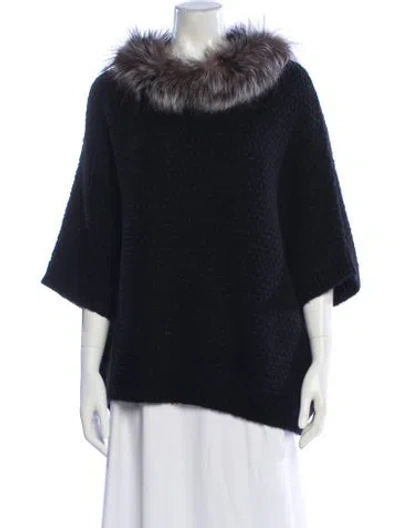 Pre-owned Adrienne Landau Wool Faux Fur Jacket In Black