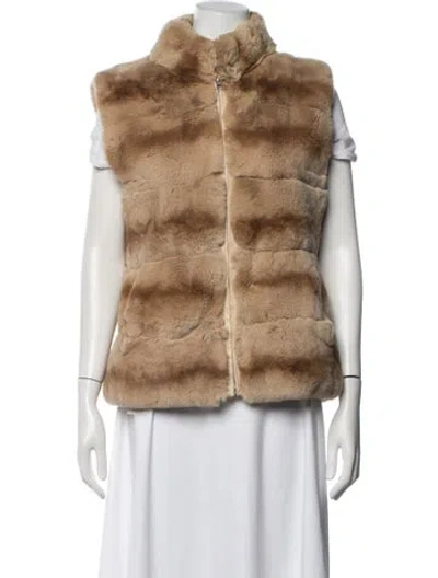 Pre-owned Adrienne Landau Wool Faux Fur Jacket In Neutrals