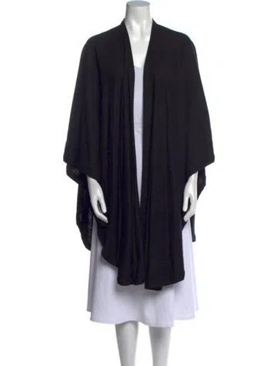 Pre-owned Adrienne Landau Wool Open Front Sweater In Black