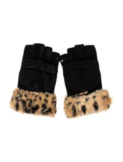Pre-owned Adrienne Landau Wool Patterned Gloves W/tags In Black