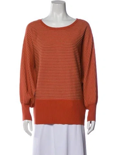 Pre-owned Adrienne Landau Wool Striped Sweater In Orange