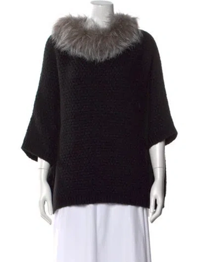 Pre-owned Adrienne Landau Wool Turtleneck Sweater In Black