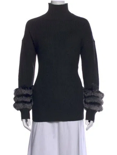Pre-owned Adrienne Landau Wool Turtleneck Sweater W/ Tags In Grey