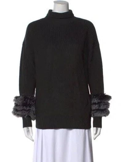 Pre-owned Adrienne Landau Wool Turtleneck Sweater W/ Tags In Grey