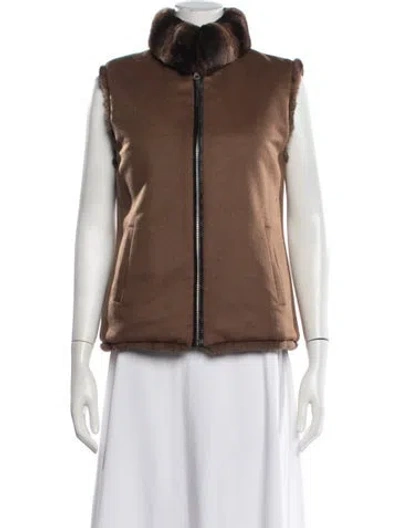 Pre-owned Adrienne Landau Wool Vest W/ Tags In Brown