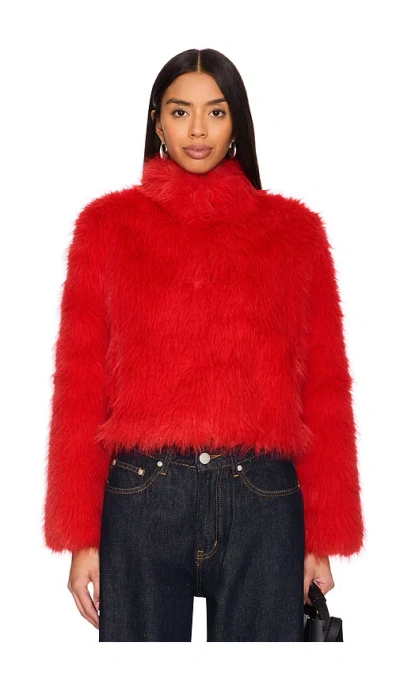 Adrienne Landau X Revolve Faux Fox Fur Jacket In Goji Berry