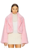 Adrienne Landau X Revolve Faux Fox Jacket In Rosa Ballet