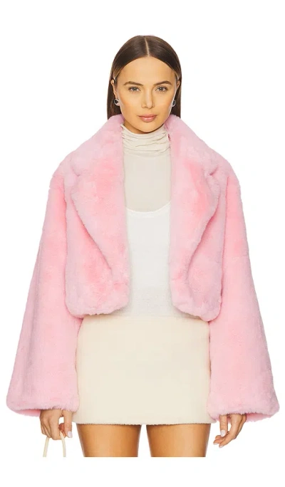 Adrienne Landau X Revolve Faux Fox Jacket In Rosa Ballet