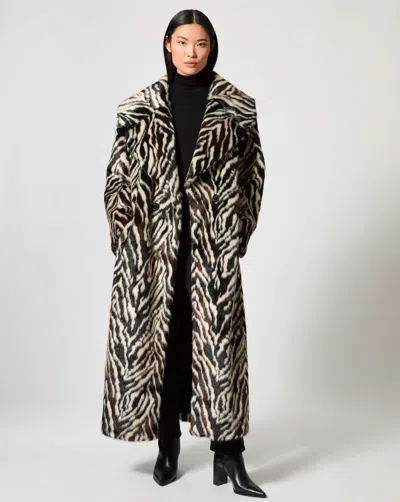 Adrienne Landau Zebra Printed Faux Fur Coat In Multi