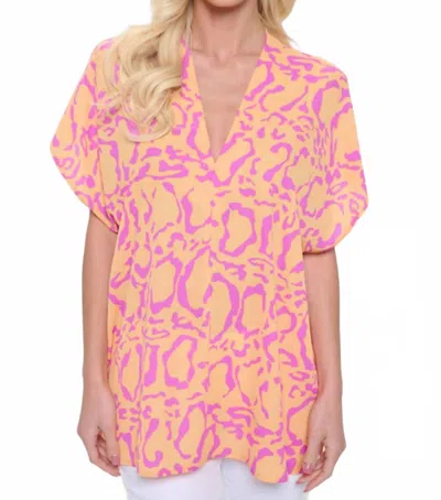 Adrienne Leopard Love Top In Orange And Pink