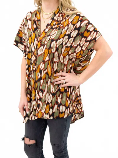 Adrienne Leopard V-neck Top In Bold Pattern In Multi