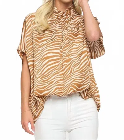 Adrienne London Bubble Hem Top In Naked Zebra In Multi