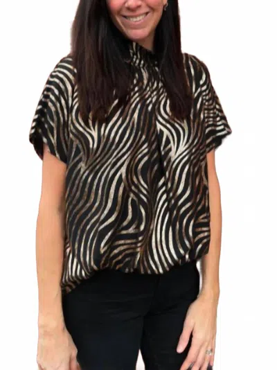 Adrienne London Bubble Hem Top In Noir Muse In Multi