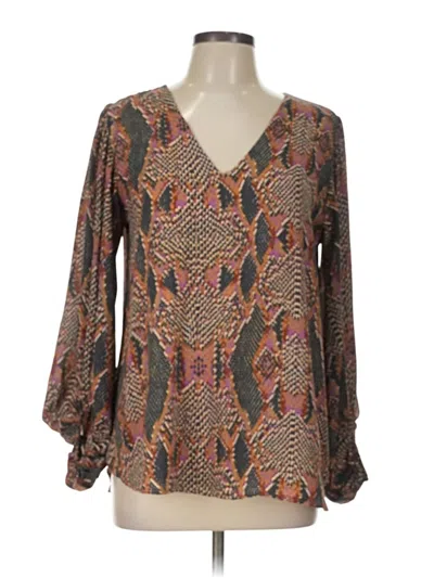 Pre-owned Adrienne Long Sleeve Blouse In Brown