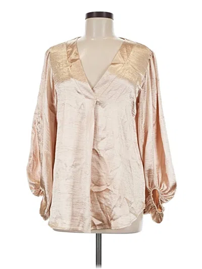 Pre-owned Adrienne Long Sleeve Blouse In Gold