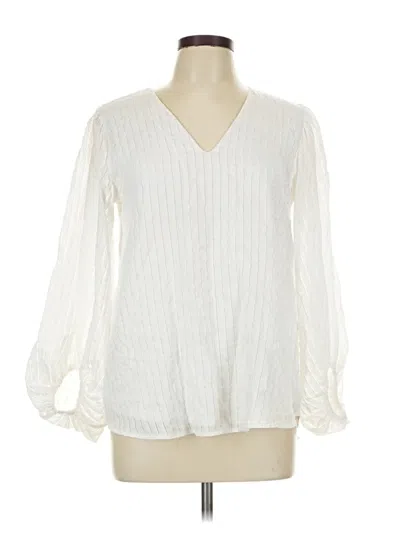 Pre-owned Adrienne Long Sleeve Blouse In Ivory