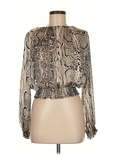 Pre-owned Adrienne Long Sleeve Blouse In Silver