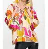Adrienne Morgan High Ruffle Collar Top In Golden Poppy In Multi