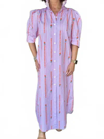 Adrienne Nina Fleur Path Midi Shirt Dress In Lavender In Purple