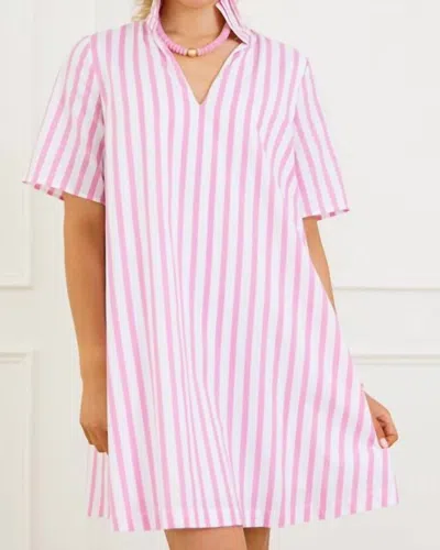 Adrienne Olivia Dress In Pink Ten Stripe
