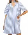 Adrienne Olivia Dress In Sky Ten Stripe In Blue