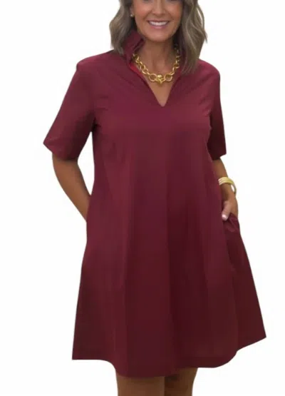 Adrienne Olivia Mini Dress In Burgundy