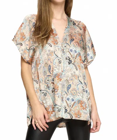 Adrienne Paisley V-neck Top In Multi