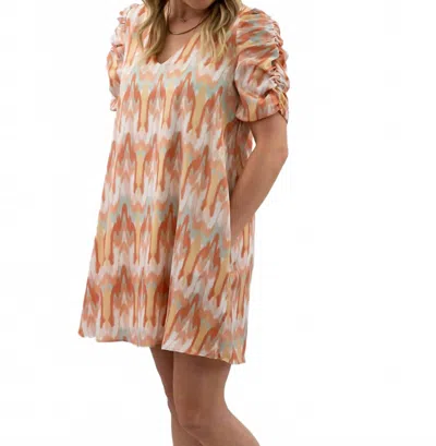 Adrienne Satin Petals Dress In Pastel Print In Brown