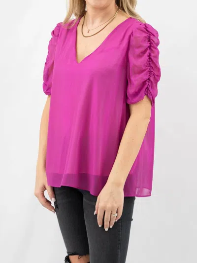 Adrienne Sheer Metallic Top In Purple