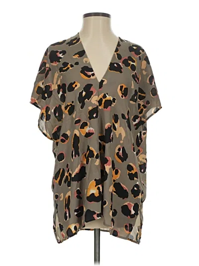 Pre-owned Adrienne Short Sleeve Blouse In Brown