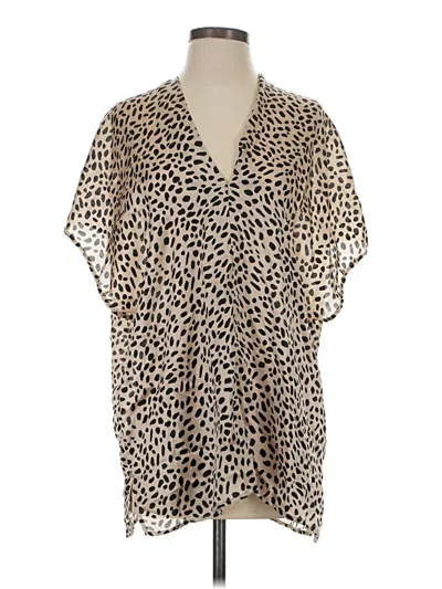 Pre-owned Adrienne Short Sleeve Blouse In Brown