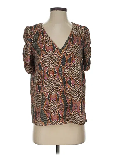 Pre-owned Adrienne Short Sleeve Blouse In Brown